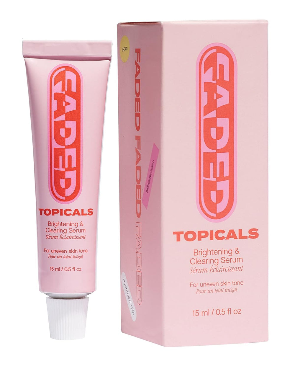 Topicals Faded: botella del suero destacando la claridad de la piel.