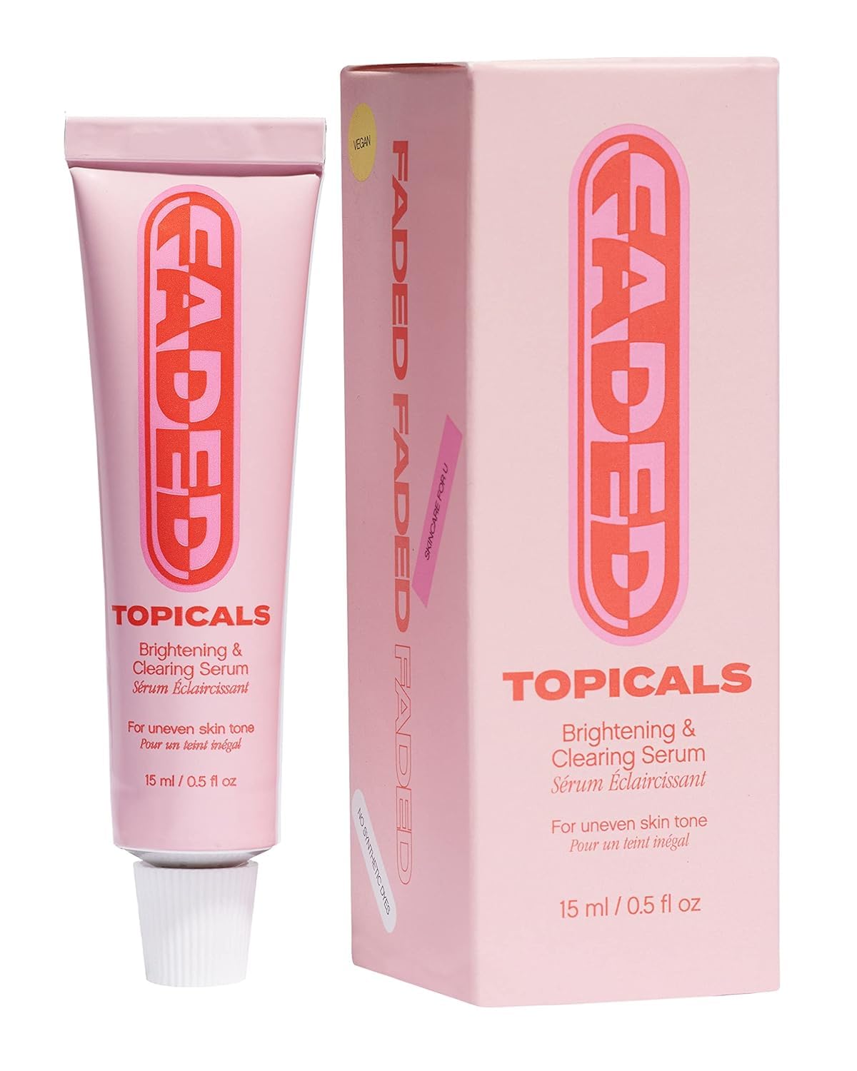 Topicals Faded: botella del suero destacando la claridad de la piel.