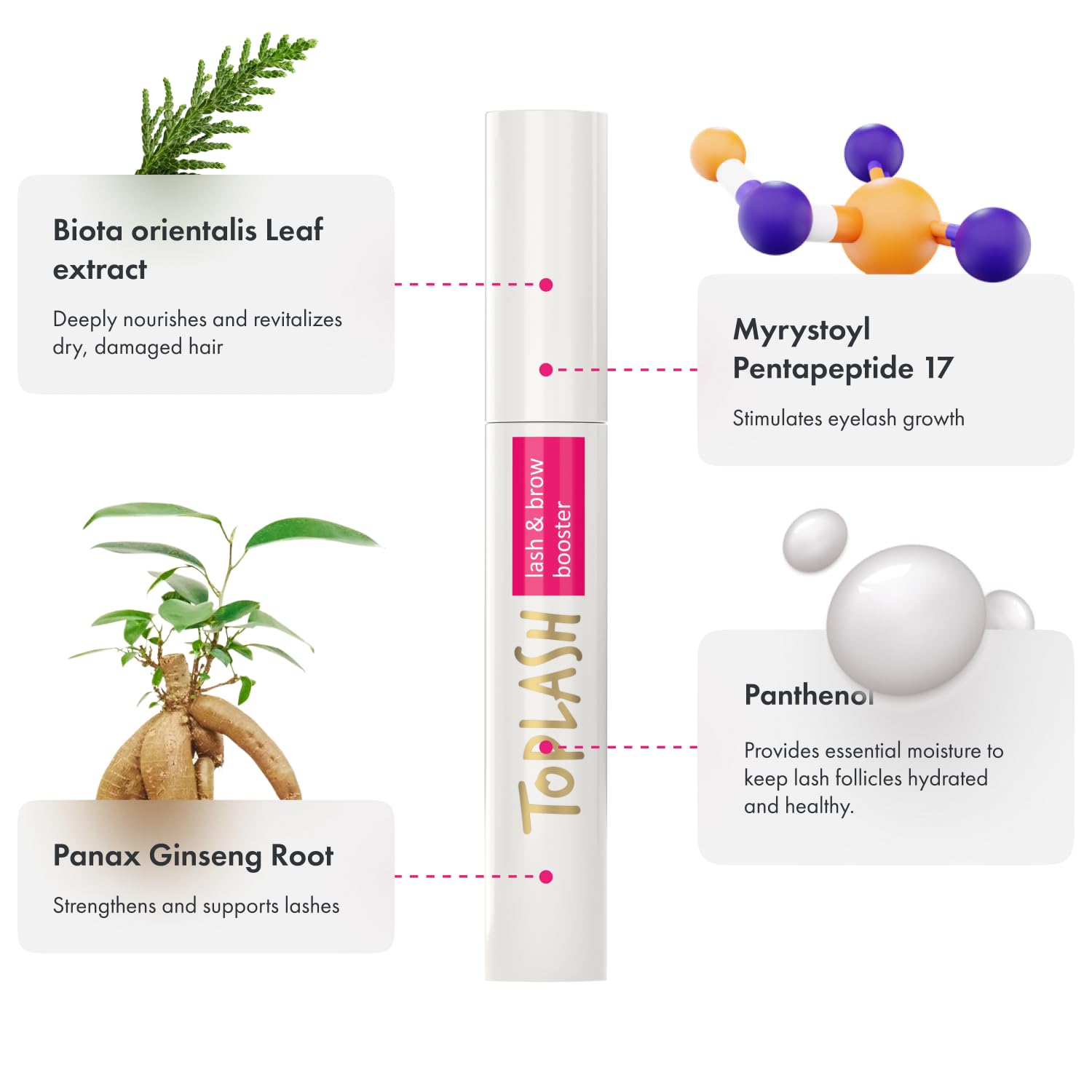 Toplash Serum cuida cejas y pestañas para un aspecto definido