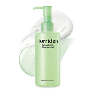 Torriden Balanceful Gel limpiador, botella frontal, limpieza suave para piel sensible.
