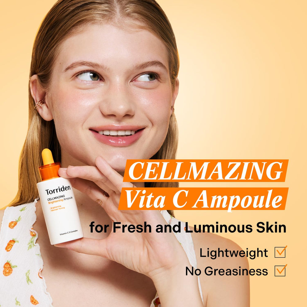 Torriden Cellmazing Vitamina C Ampolla: textura ligera que se absorbe rápido.
