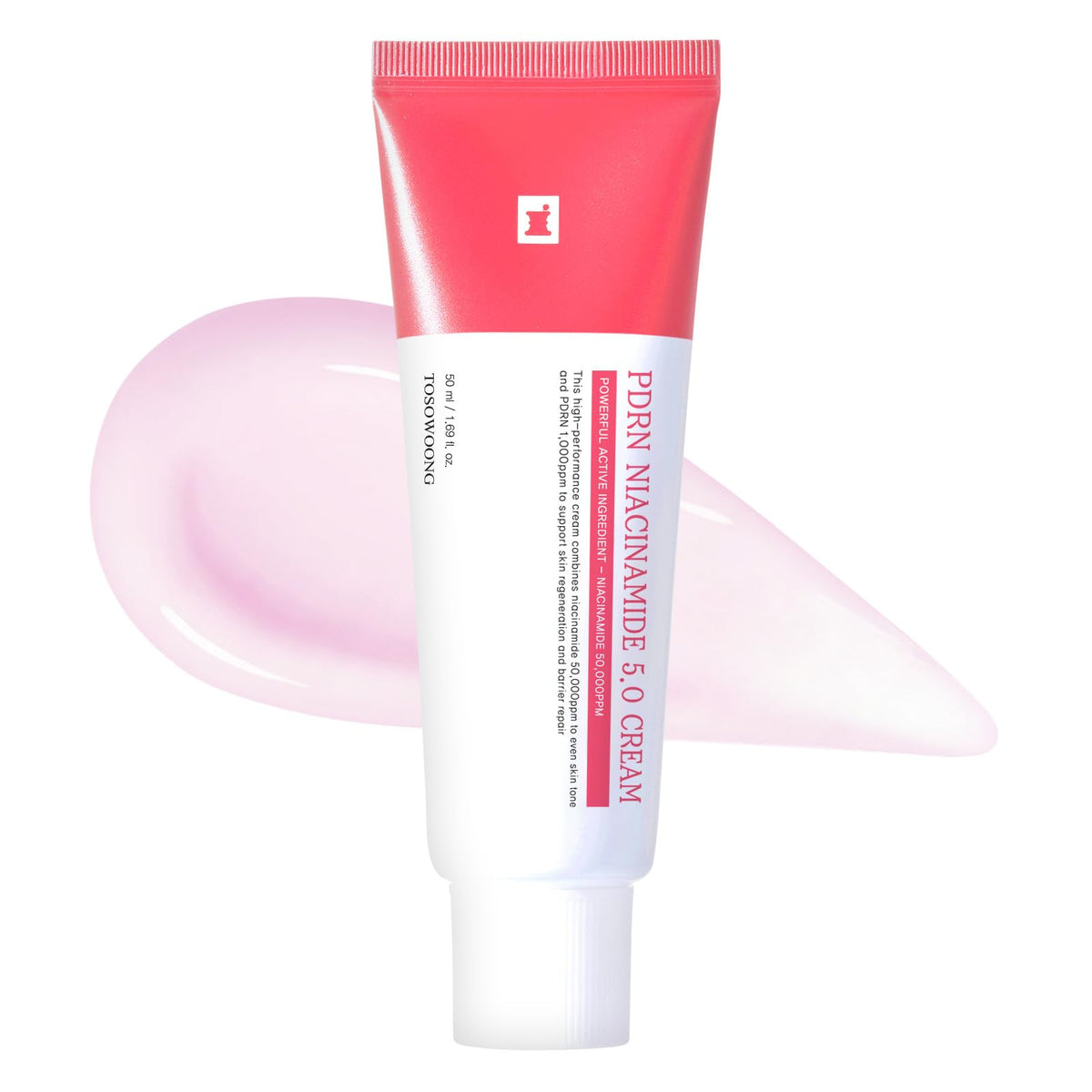 TOSOWOONG PDRN Niacinamide 5% crema rosada en envase, ayuda a tono más uniforme.