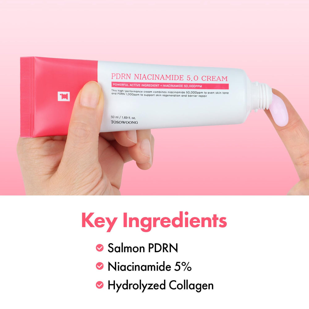 TOSOWOONG PDRN Niacinamide 5% contiene niacinamida y PDRN para soporte a la piel.