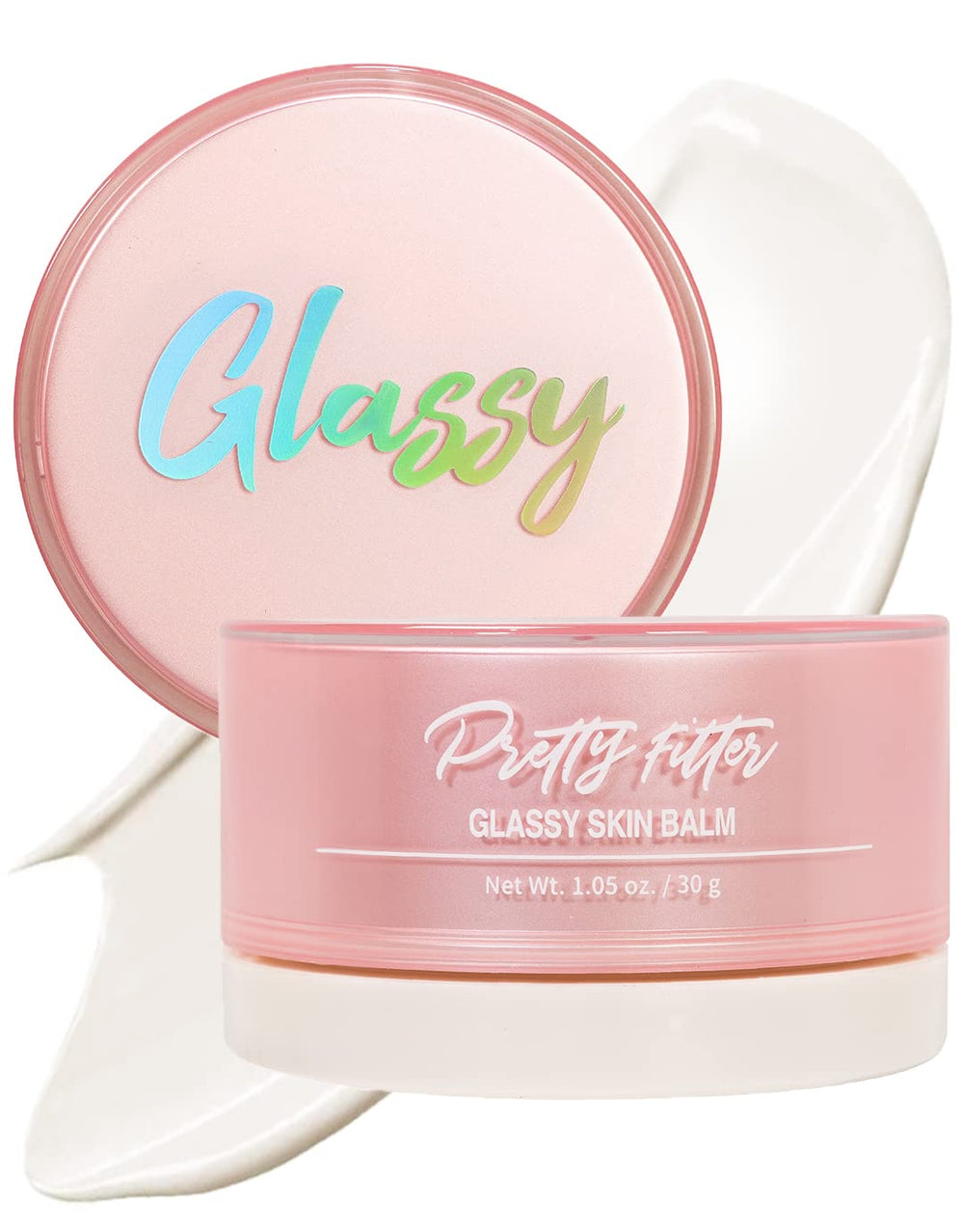 Touch in Sol Pretty Filter Glassy Skin Balm en frasco, hidratación duradera para la piel.