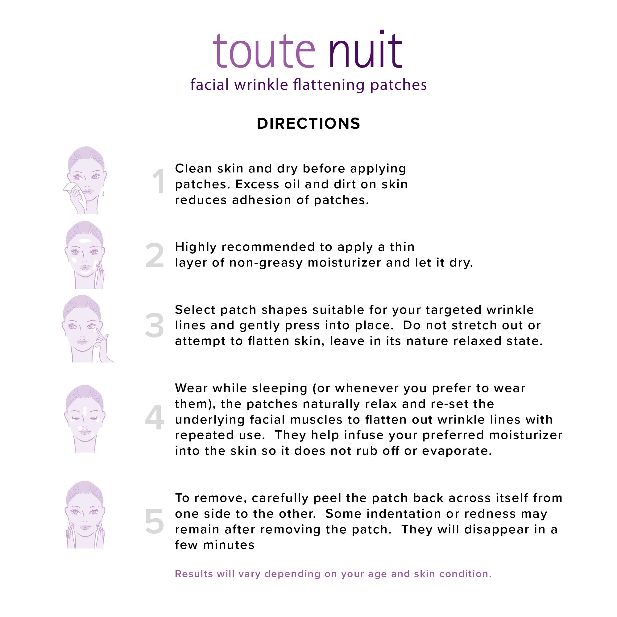 Detalle del parche de Toute Nuit en contacto suave para piel delicada.