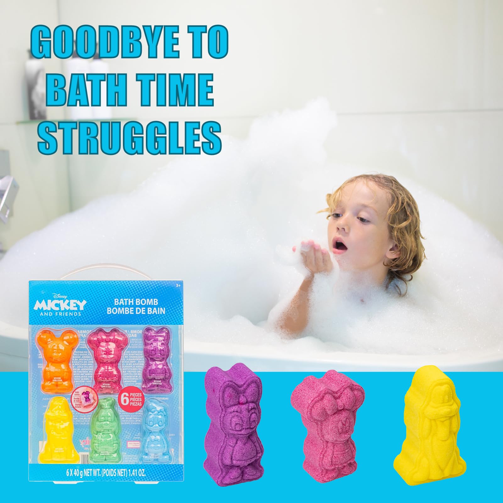 Townley Girl bomba de baño Minnie, colores vivos y uso seguro para 3+