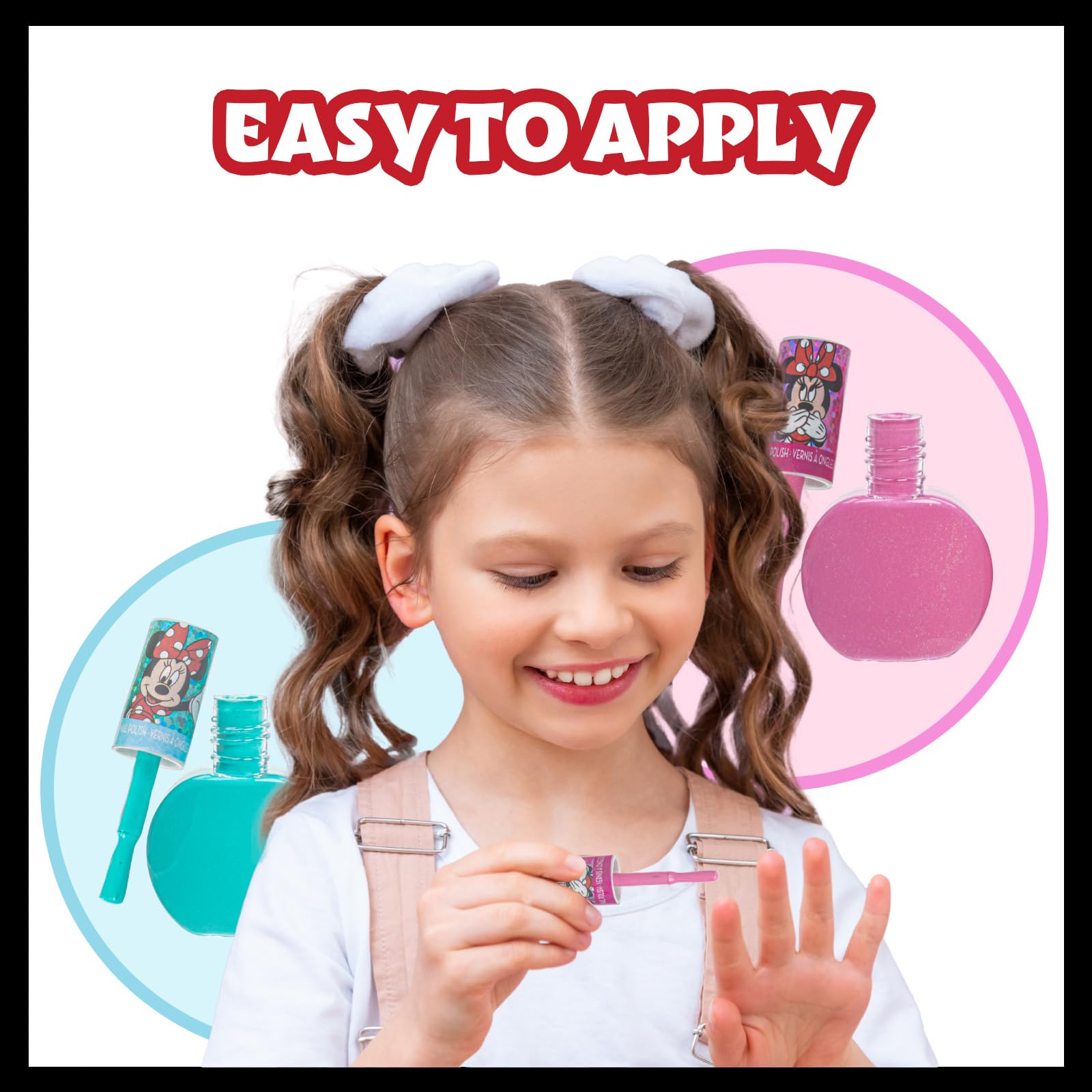 Esmalte opaco azul claro para uñas frescas con Townley Girl Minnie Mouse.