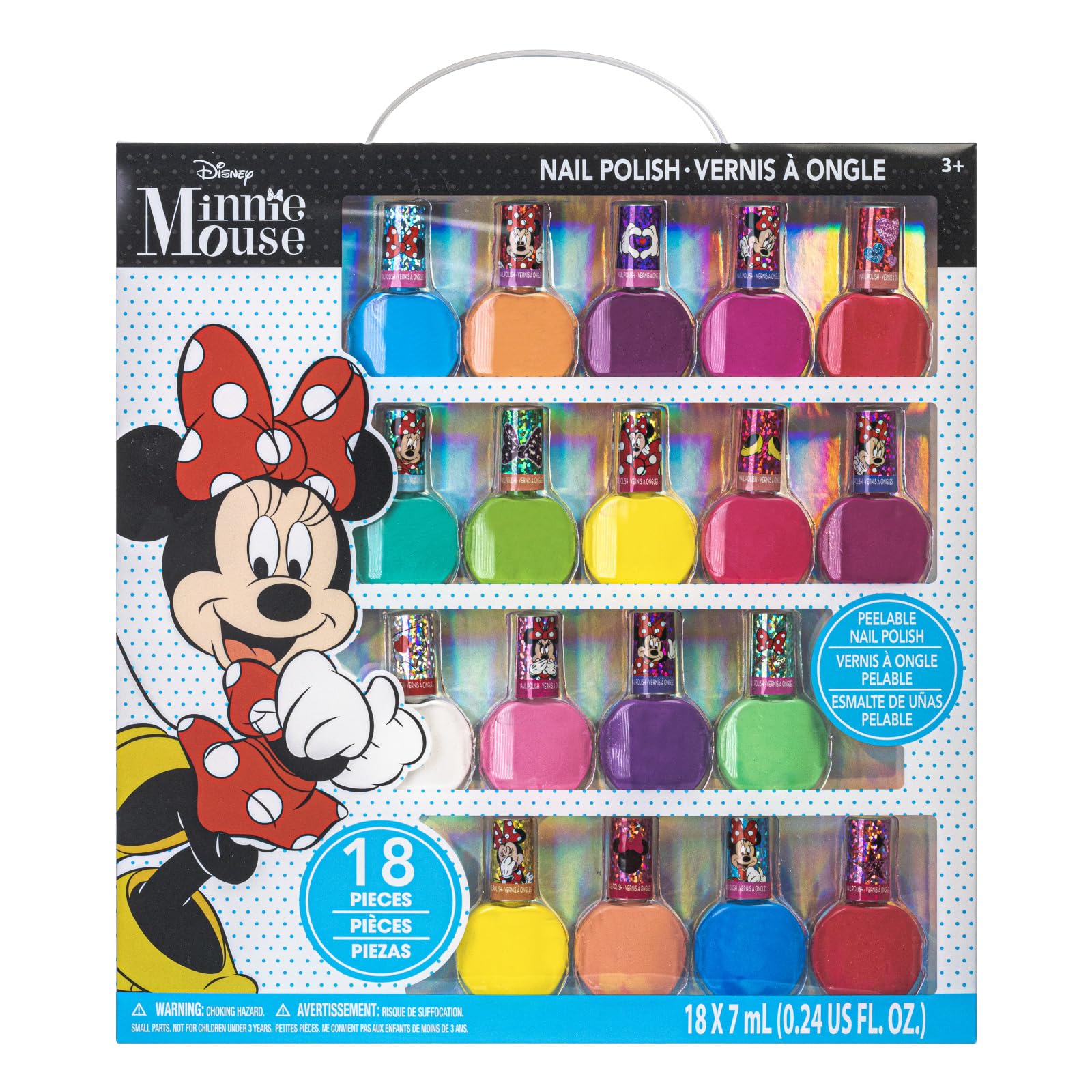 Townley Girl Minnie Mouse: set de 18 esmaltes para uñas divertidas y seguras.