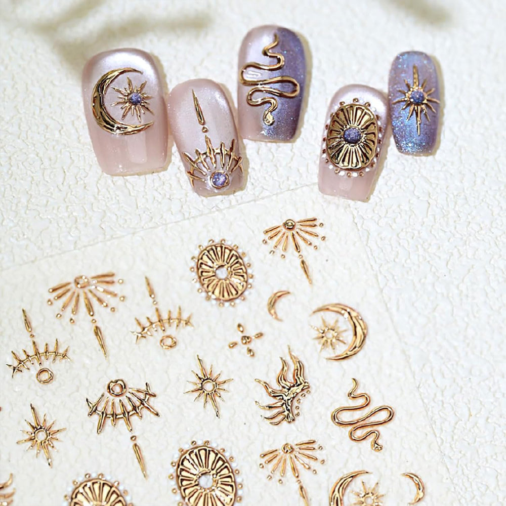 Toypoels adhesivos de uñas, fácil aplicación, acabado dorado.
