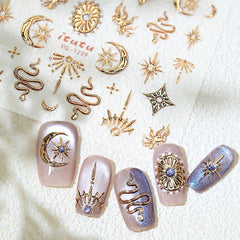 Toypoels stickers dorados con estrellas y luna para uñas, decoraciones rápidas.