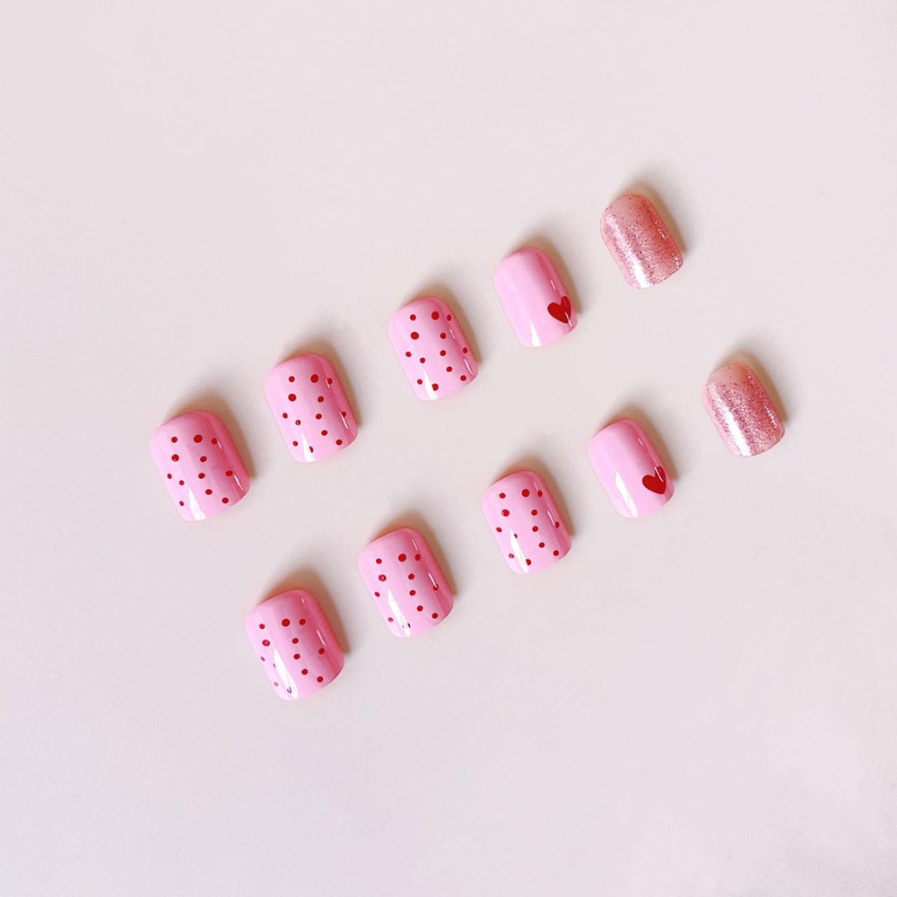 Toypoels Valentines Nails con brillos relucientes para un estilo glamoroso.