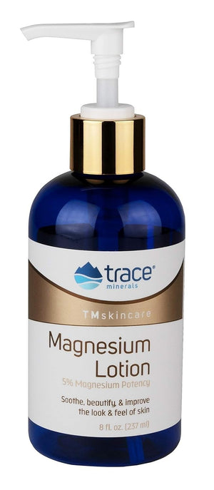 Loción de Trace Minerals Magnesium: botella frontal para hidratación suave diaria.