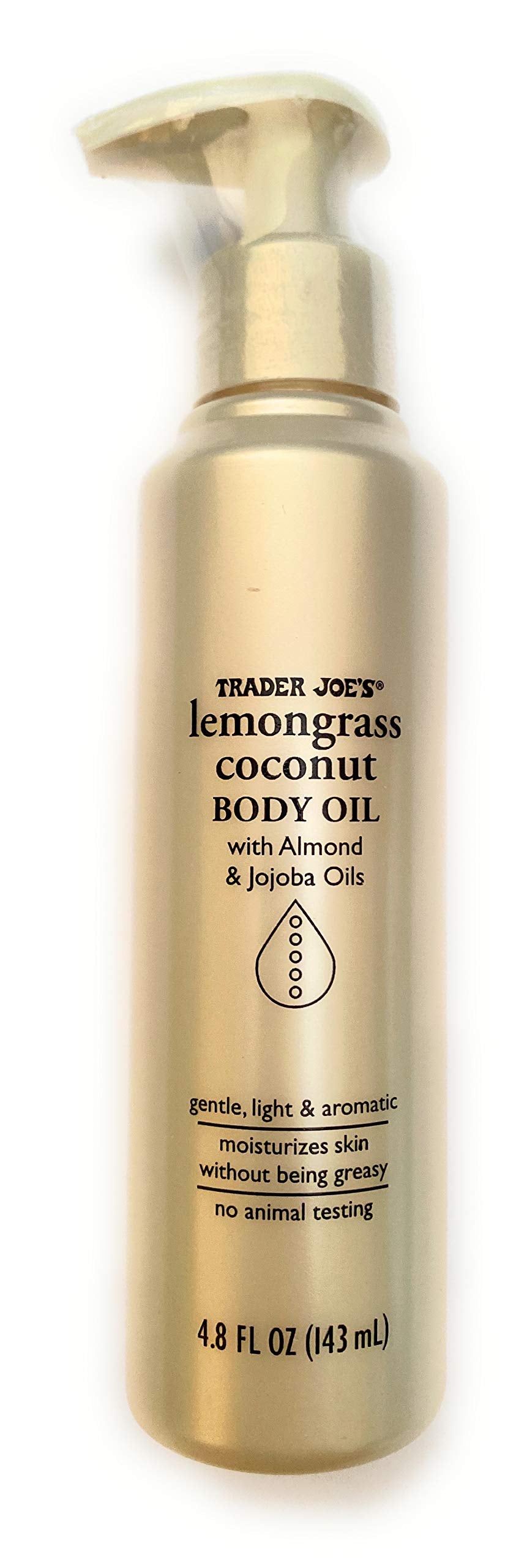 Trader Joe's aceite corporal limon con coco para hidratación ligera y aroma suave.