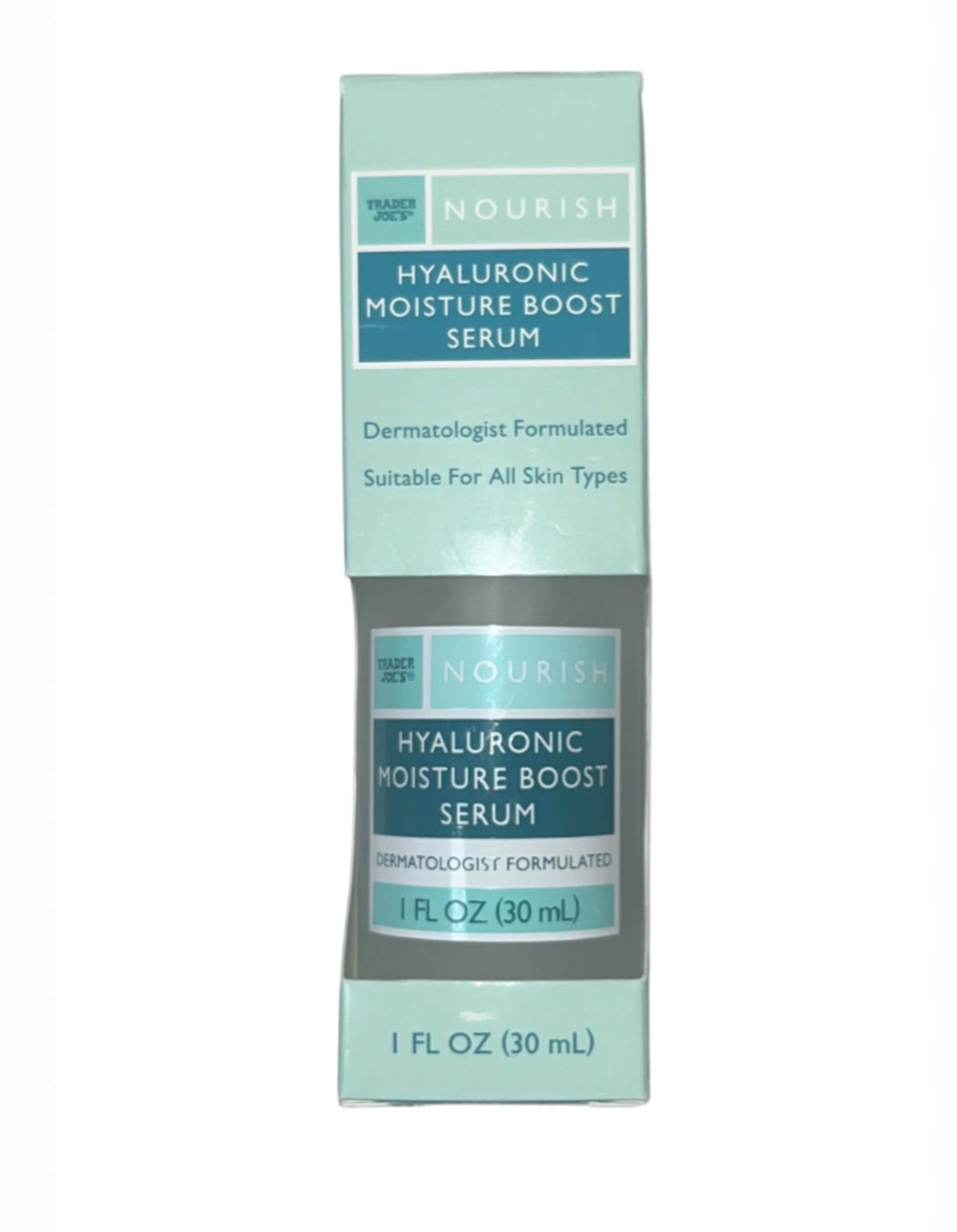 Trader Joe's Sérum ácido hialurónico en botella de 30 ml ofrece hidratación intensa.
