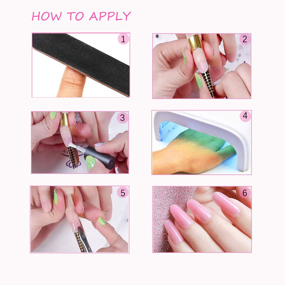 Formas para uñas acrílicas extendidas de Treamlyn, acabado dorado.