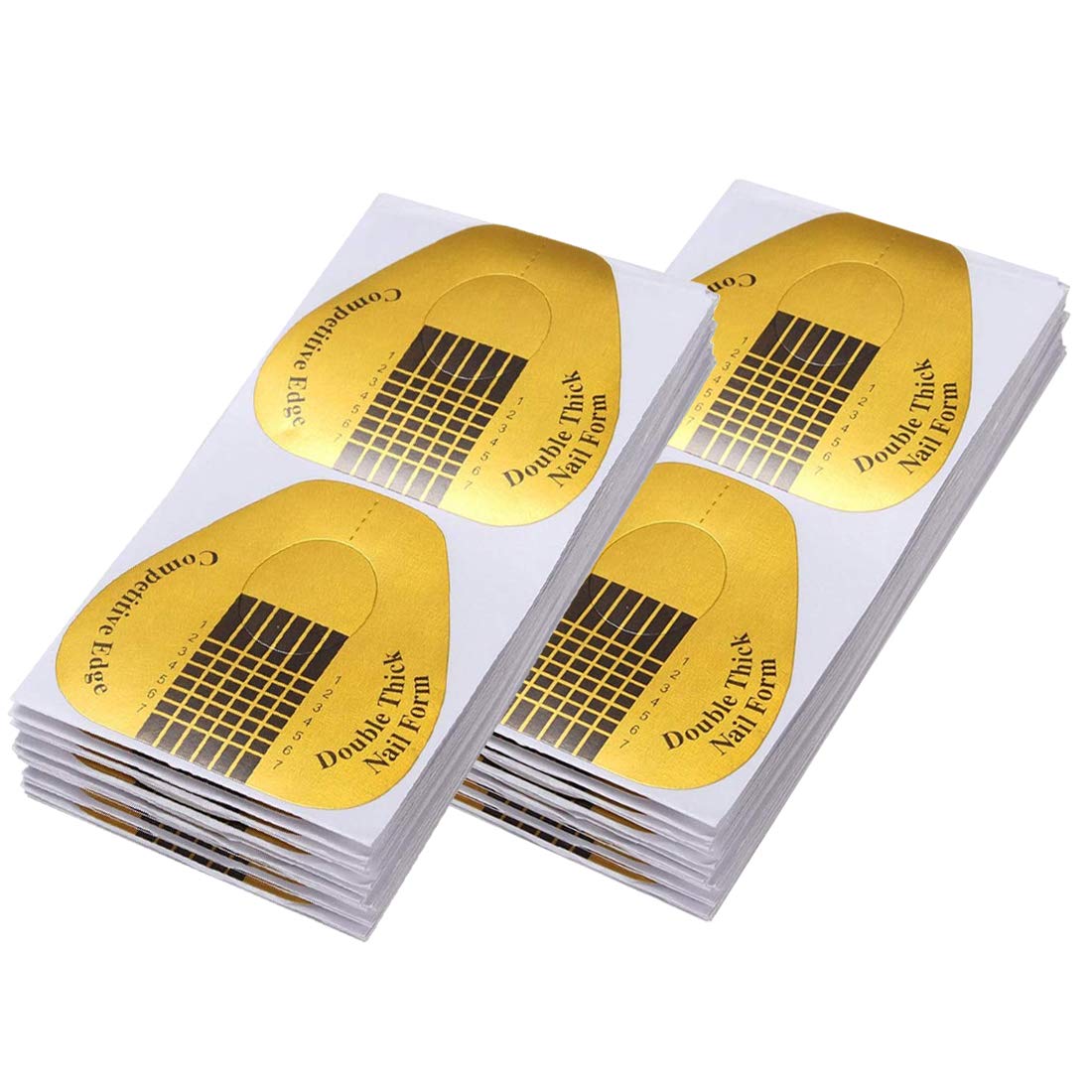 Formas de uñas acrílicas largas de Treamlyn en dorado para extensiones precisas.