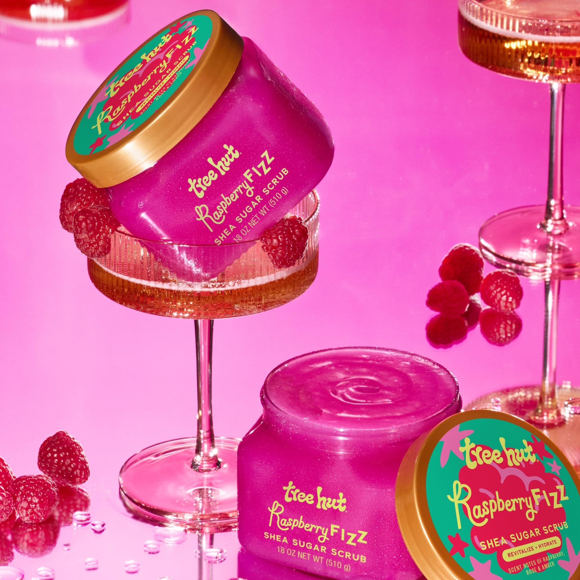 Aplicación diaria en la ducha de Tree Hut Raspberry Fizz con aroma duradero