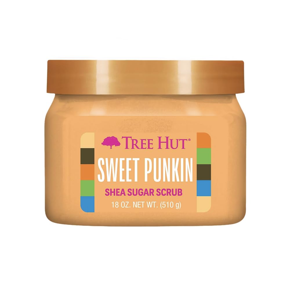 Tree Hut Sugar Scrub Sweet Punkin aroma dulce para iniciar la rutina de cuidado.