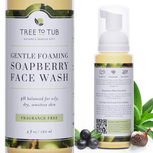 Tree To Tub limpiadora facial para piel sensible en envase práctico, uso diario suave