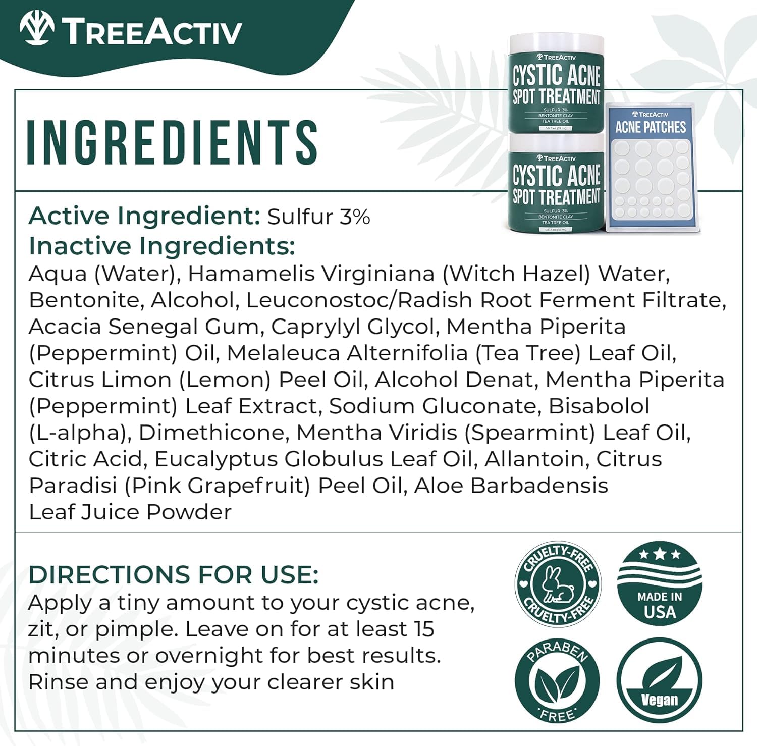 TreeActiv botella con aplicador para uso localizado nocturno.