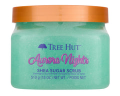 Tree Hut Aurora Nights exfoliante-azucar muestra textura granulada para piel suave