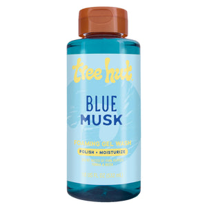 Tree Hut Blue Musk gel espumoso en botella para uso diario.