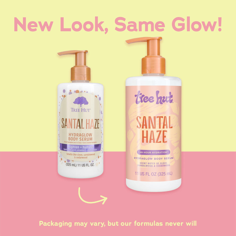 Textura ultraligera de Tree Hut Santal Haze Hydraglow para piel suave