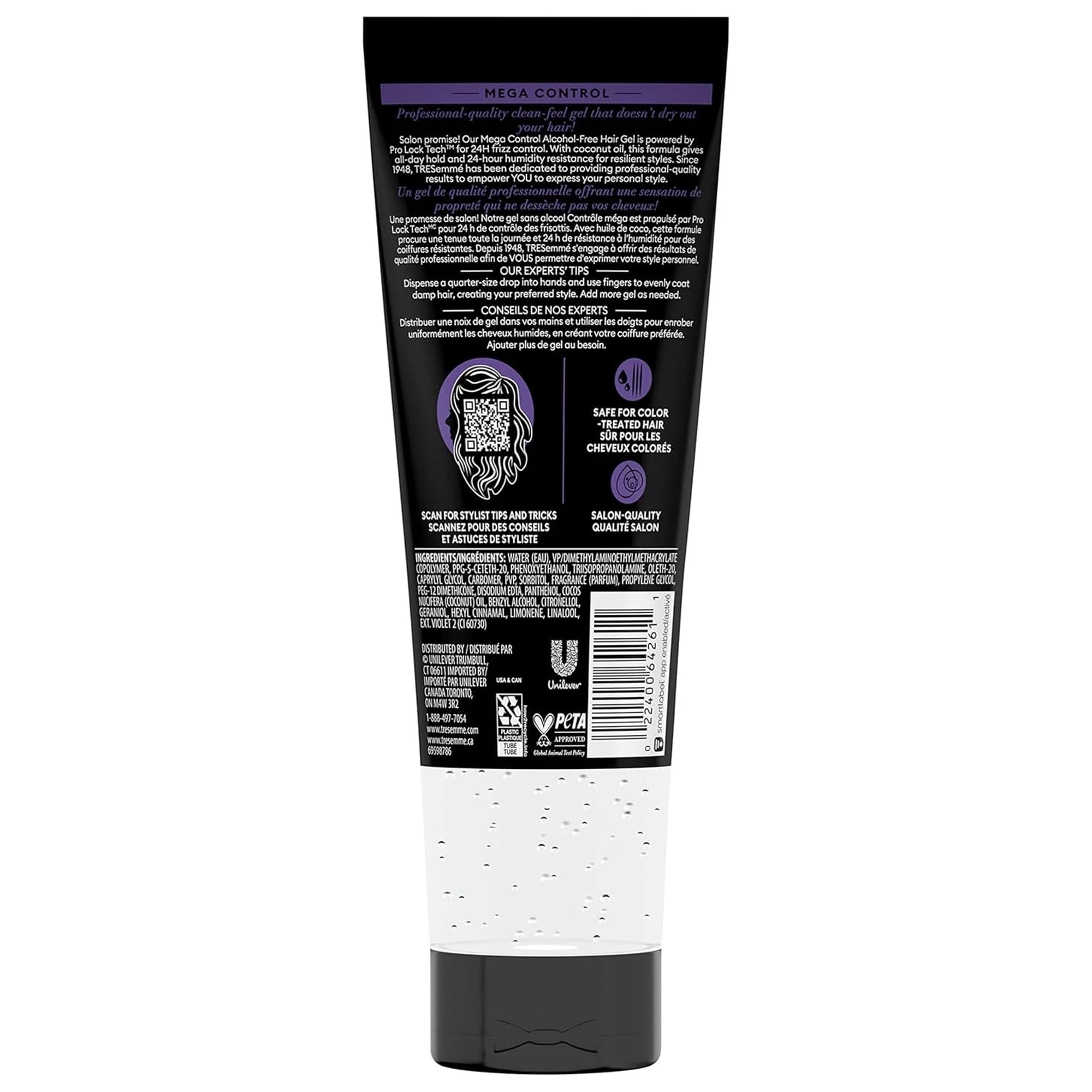 TRESemmé Mega Sculpt Gel aplicación en el cabello para control del peinado.
