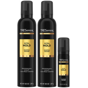TRESemmé Mousse Extra Hold: botellas grandes, fijación duradera sin rigidez.