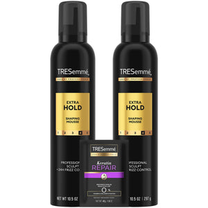 Mousse moldeadora TRESemmé Extra Fuerte para fijación duradera sin rigidez.