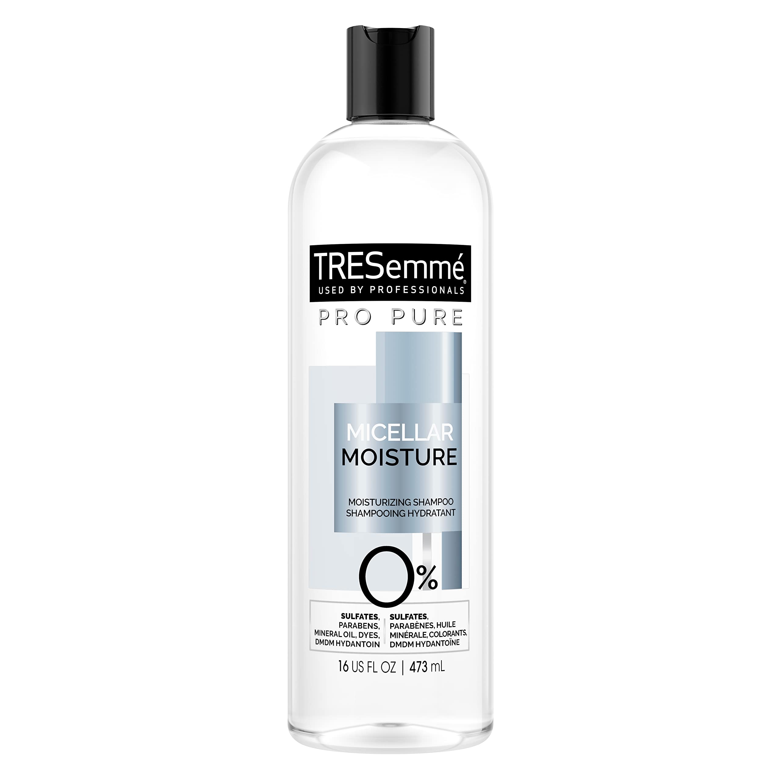 TRESemmé Pro Pure Micelar Hidratación, botella visible mostrando hidratación para cabello seco
