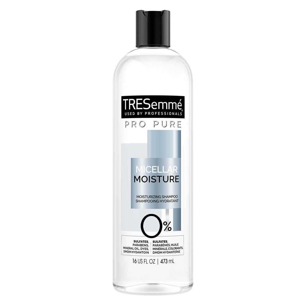 TRESemmé Pro Pure Micelar Hidratación, botella visible mostrando hidratación para cabello seco