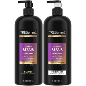 TRESemmé Keratina Reparación champú, botella elegante para lavado suave.