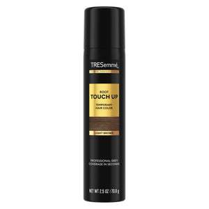 TRESemmé retoque de raíces en spray castano claro, cobertura rápida.