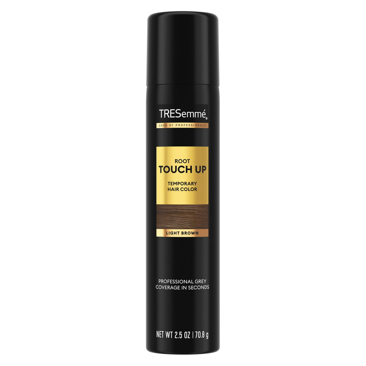 TRESemmé retoque de raíces en spray castano claro, cobertura rápida.