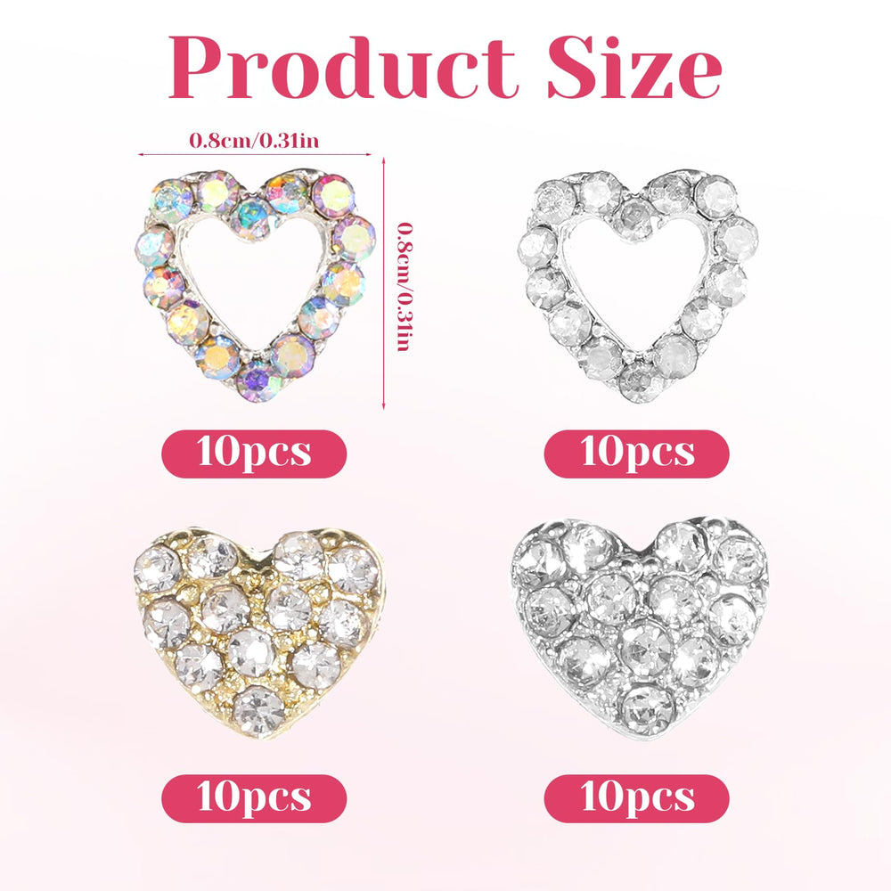 Adornos Trinkrittey corazón con diamante para uñas, resultado elegante.