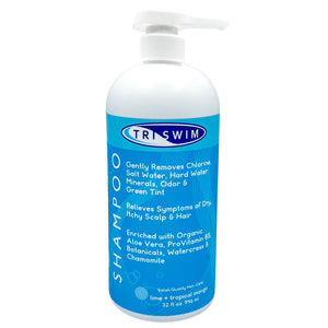 TRISWIM Champú para eliminar cloro, botella 32oz, limpia y protege el cabello.