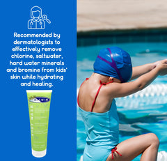 TRISWIM Kids hidratante con aloe vera y vitamina E para piel suave.