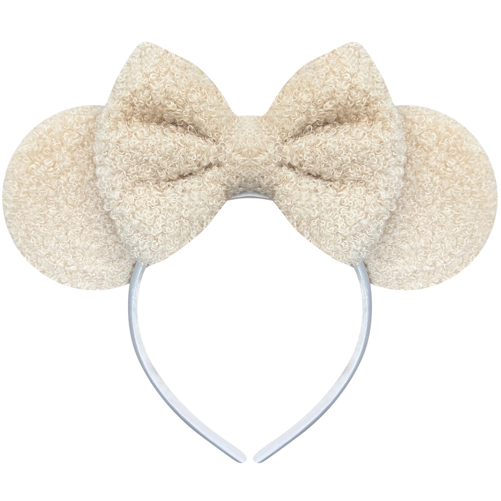 Diadema Trnerm orejas de ratón beige, frente, cómodo para disfraces y fiestas