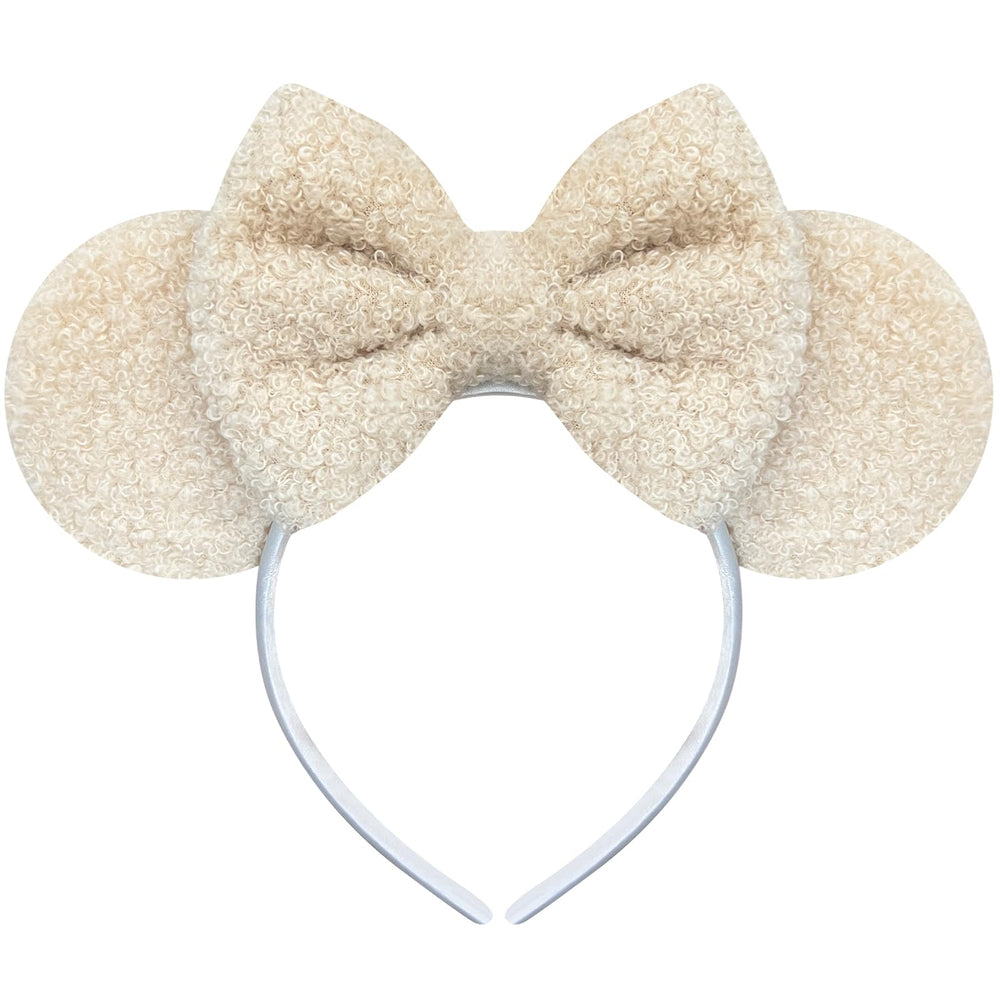 Diadema Trnerm orejas de ratón beige, frente, cómodo para disfraces y fiestas