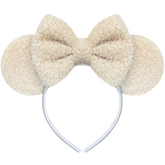 Diadema Trnerm orejas de ratón beige, frente, cómodo para disfraces y fiestas