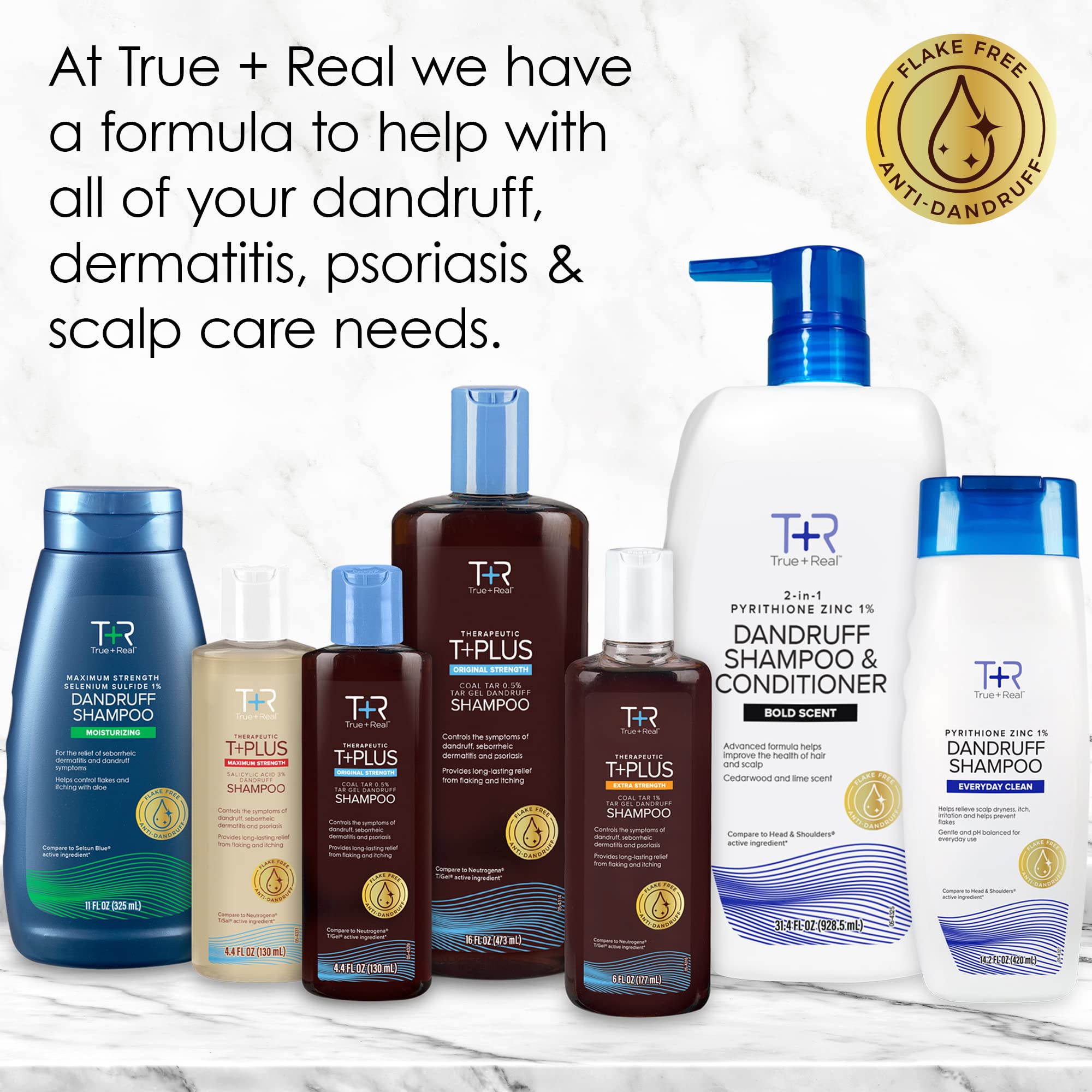 Control diario de la caspa con True+Real para cabello suave