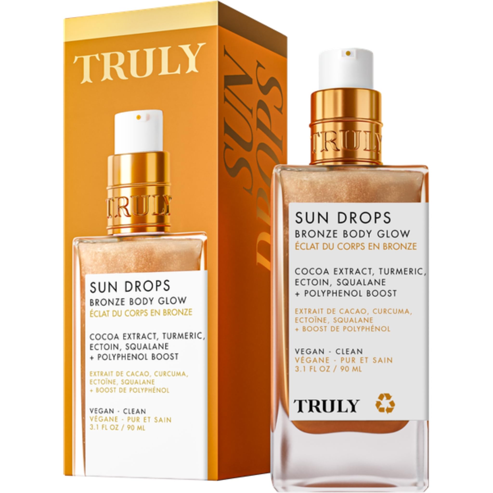 Truly Sun Drops Bronze Body Glow bote con brillo dorado ligero para la piel