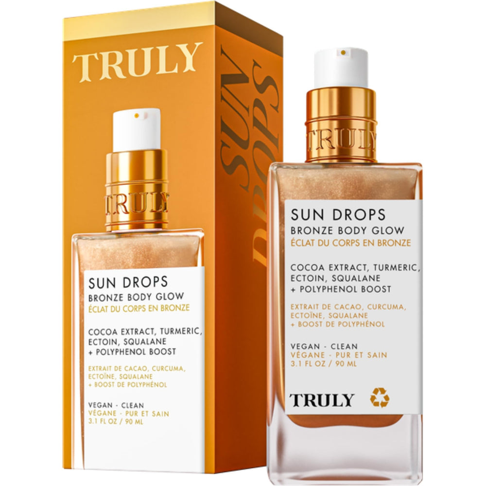Truly Sun Drops Bronze Body Glow bote con brillo dorado ligero para la piel