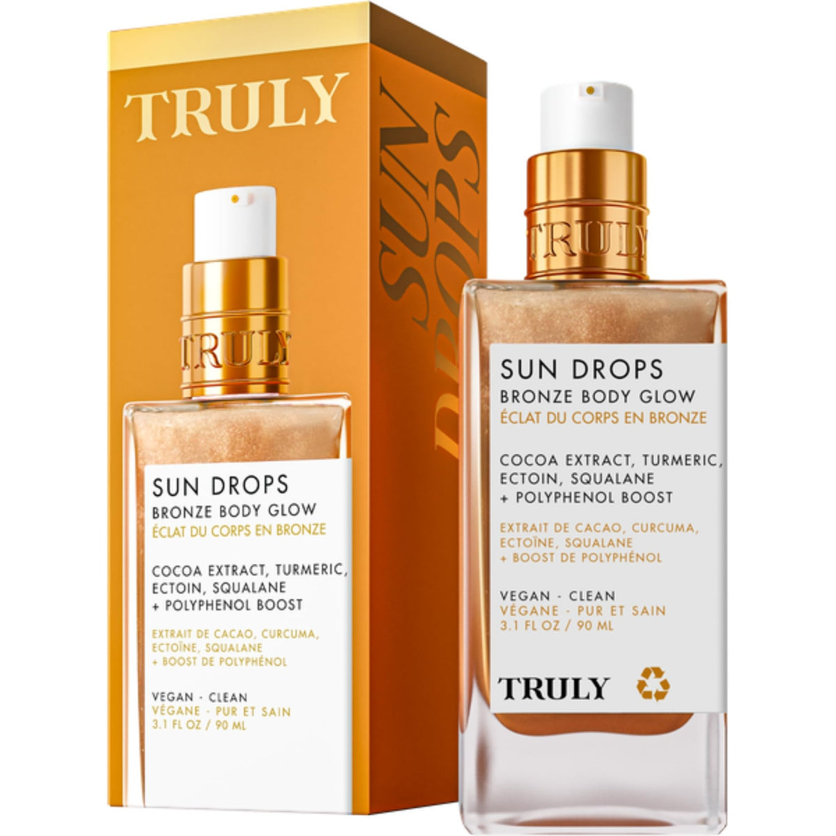 Truly Sun Drops Bronze Body Glow bote con brillo dorado ligero para la piel