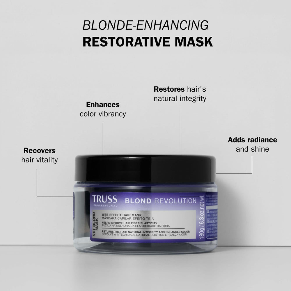 Aplicación de TRUSS Blond Revolution en cabello lavado, mejora distribución y brillo.