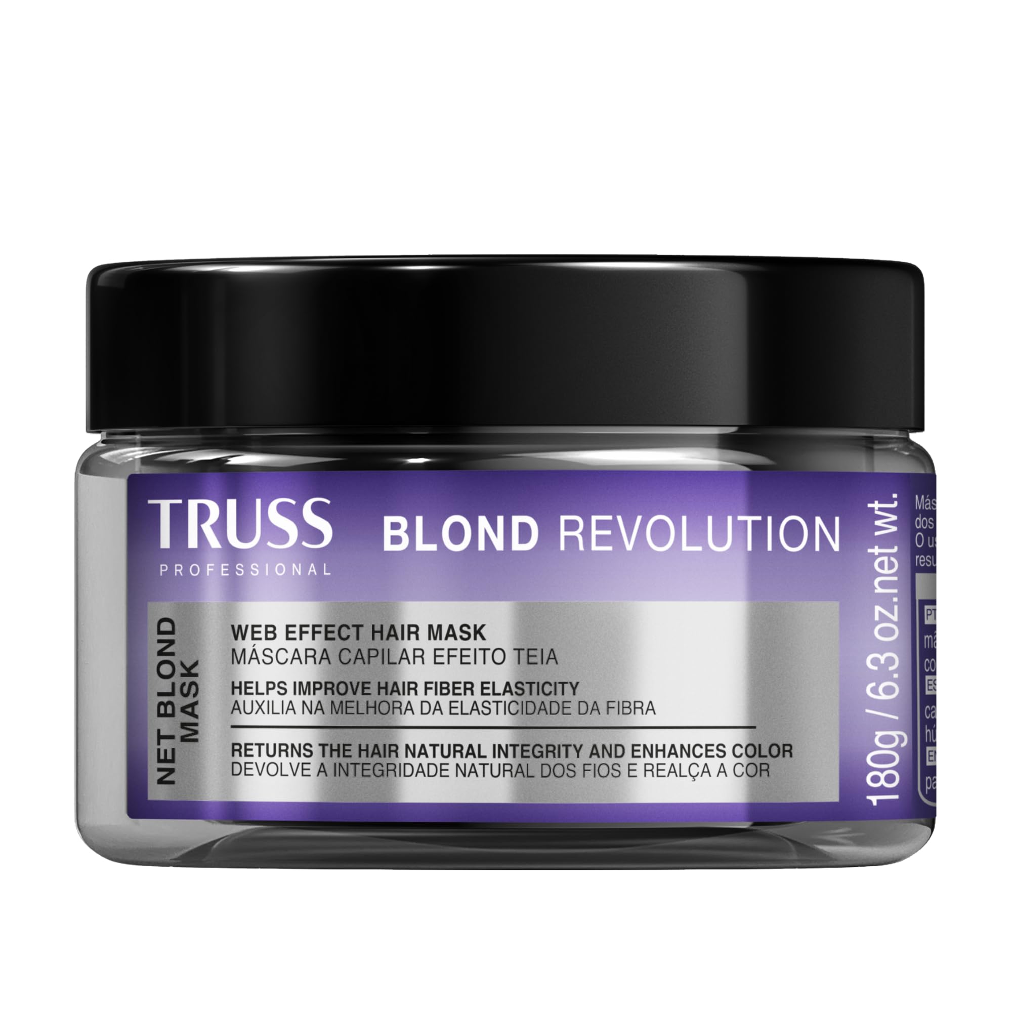 TRUSS Blond Revolution, mascarilla rubia, textura cremosa para cabello suave y reparado.