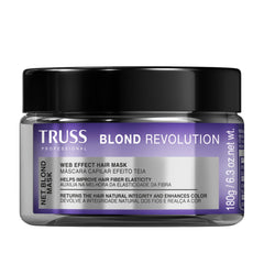 TRUSS Blond Revolution, mascarilla rubia, textura cremosa para cabello suave y reparado.