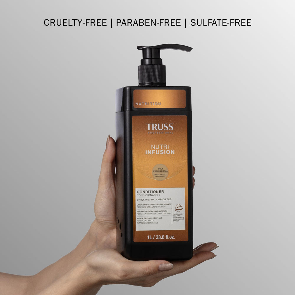 Cabello con brillo y suavidad mejorados tras TRUSS Nutri Infusión.