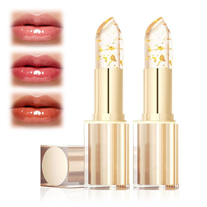 Labial TRWLCFF cambia color con brillo dorado-cristal para un look personalizado.